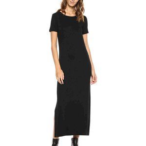 Daily Ritual Women's Jersey Crewneck Side Slit Maxi Dress, Sz: L, Black